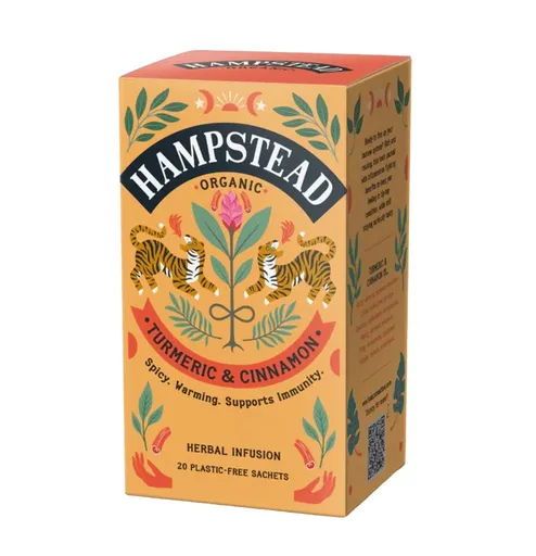 Hampstead Tea BIO Bylinný čaj kurkuma a skořice 20x2 g