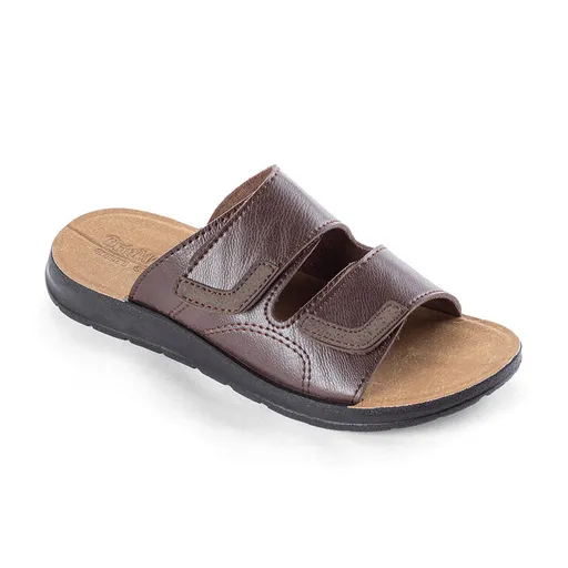 Pánské pantofle na suchý zip hnědé vel. 45