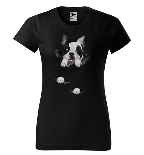 Tričko Buldoček (Velikost: XL, Typ: pro ženy, Barva trička: Černá)