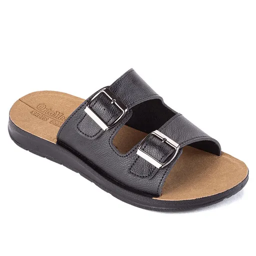 Pánské ortopedické pantofle s posuvnou přezkou černé vel. 43