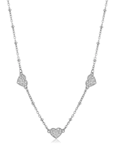S'Agapõ Zamilovaný ocelový náhrdelník Třpytivá srdíčka Aurora SAR38