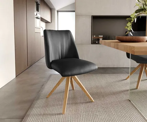 Otočná židle Elso-Flex dřevěná podnož hranatá přírodní kůže