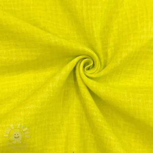 Dvojitá gázovina/mušelín Vintage neon yellow