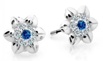 Cutie Jewellery Krásné dětské náušnice z bílého zlata C2202-30-X-2 modrá
