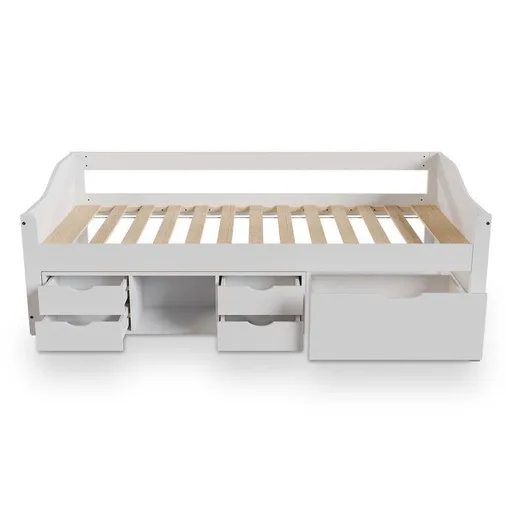 Dětská postel s úložným prostorem 90x200 cm, s roštem, bílá