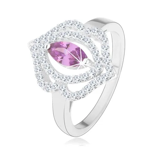 Prsten, stříbro 925, zirkonové zrnko - tanzanitový odstín, dvojitá obruba - Velikost: 49