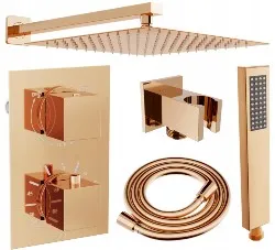 MEXEN/S Cube DR02 podomítkový sprchový SET + slim sprcha 30, růžové zlato 77502DR0230-60