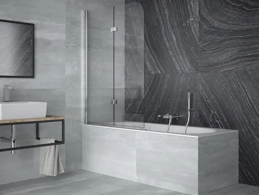 BESCO Vanová zástěna AVIGO Barva rámu Hliník leštěný, Rozměr A 100, Směr zavírání Univerzální Levé / Pravé, Výplň Čiré bezpečnostní sklo 5 mm BCAVIG10CC