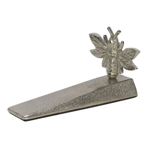 Stříbrná kovová zarážka do dveří se včelkou - 14 * 9 * 8cm Mars & More