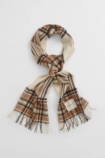 ŠÁLA GANT TARTAN CHECK WOOL SCARF CREAM