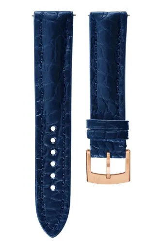 Kožený řemínek Biatec z pravého krokodýla | Modrý - 20 mm - Zlatá