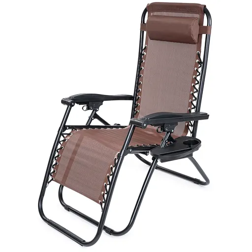 4Home Zahradní plážové polohovací křeslo Relax, hnědá