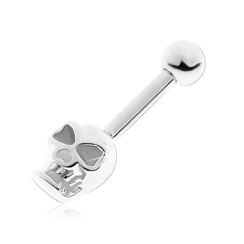 Piercing do ucha z chirurgické oceli stříbrné barvy, lebka