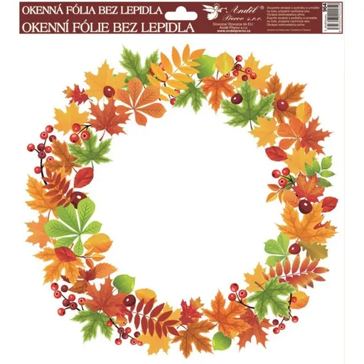 Okenní fólie 30 x 30 cm, podzimní věnce listí se šípky