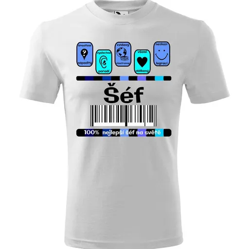 Tričko Šéf 100% (Velikost: XL, Barva trička: Bílá)