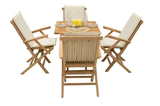 DEOKORK Zahradní teaková sestava IVORY BALCONY II. 1+4 (ZDARMA polstry)