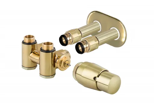 HOPA THERMCOMB-SET, středový ventil (Z4K) s připojením pro elektrickou tyč Barva Zlatá lesklá, Varianta Pravá RDTHERMCOMSETRG