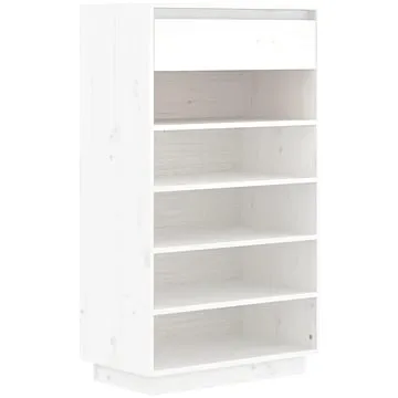 Botník bílý 60 x 34 x 105 cm masivní borové dřevo, 813551 (813551)