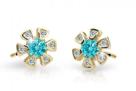 Cutie Jewellery Zlaté dětské náušnice C2156-30-X-1 světle zelená