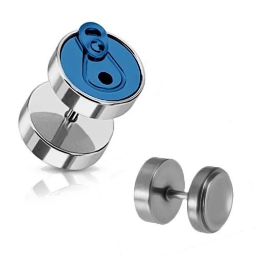 Ocelový fake piercing do ucha ve tvaru plechovky