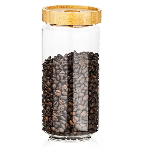 4Home Skleněná dóza na potraviny s víkem Bamboo Style, 1000 ml, 1000 ml