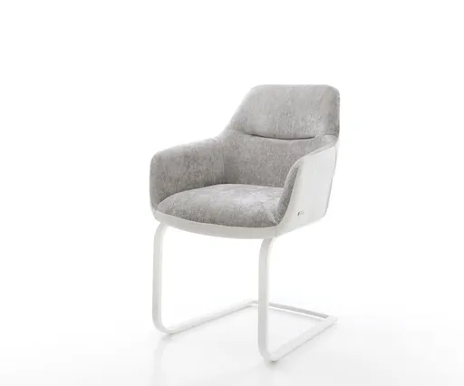 Jídelní židle Pejo-Flex mix materiálů pravá kůže bílo stříbrno