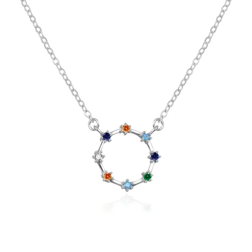 Agato Stříbrný náhrdelník s barevnými zirkony AGT-N031C