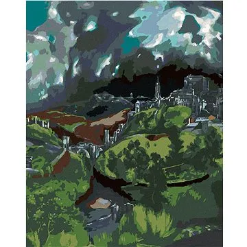 Diamondi - Diamantové malování - POHLED NA TOLEDO (EL GRECO), 40x50 cm, bez rámu a bez vypnutí plátn (606436A)