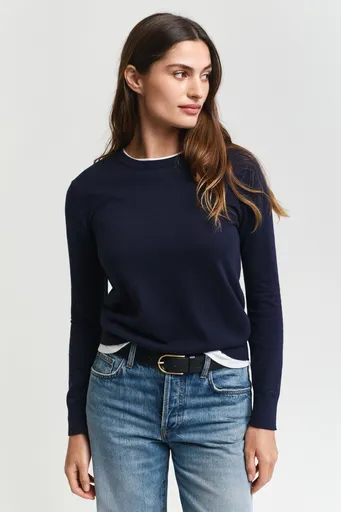SVETR GANT FINE KNIT C-NECK EVENING BLUE