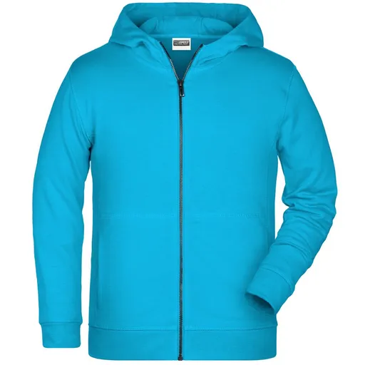 James & Nicholson (Daiber) Dětská mikina na zip z biobavlny 8026k - Tyrkysová | 2XL