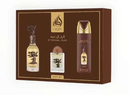 Lattafa Eternal Oud - EDP 100 ml + EDP 20 ml + deodorant ve spreji 200 ml