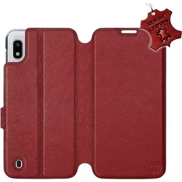 Flip pouzdro na mobil Samsung Galaxy A10 - Tmavě červené - kožené -   Dark Red Leather (5903226879755)