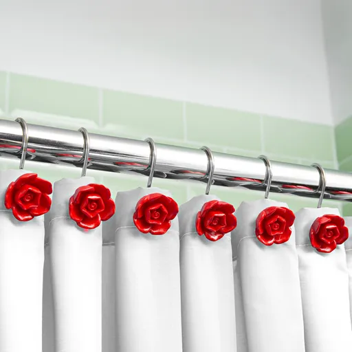 12 háků na sprchové závěsy Růže