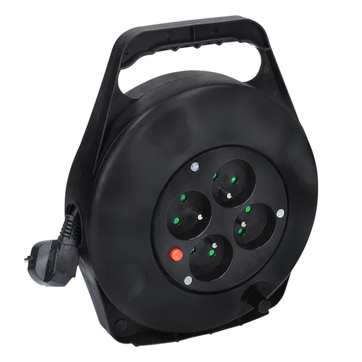 Solight prodlužovací přívod na bubnu, 4 zásuvky, 10m, černý kabel, 3x 1,0mm2 PB21B