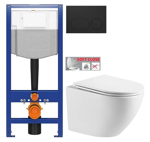 CERSANIT předstěnový instalační systém s černým tlačítkem K97-0637 + WC INVENA LIMNOS WITH SOFT, včetně soft/close sedátka K97-526 0637 LI1