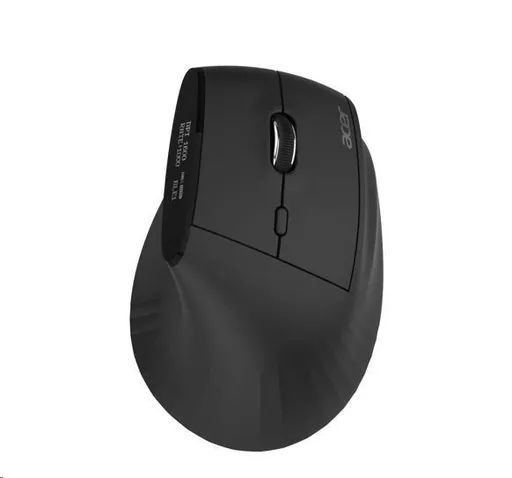 ACER bezdrátová myš Smart Fit Vertical Mouse, 8000 dpi, 10 tlačítek, RGB, 10m dosah, BT, USB, výdrž 120h, Black