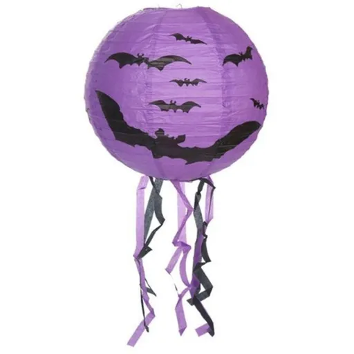 Teddies Lampion koule Halloween se střapci papír průměr 30cm v sáčku (bez hůlky) 3 druhy karneval