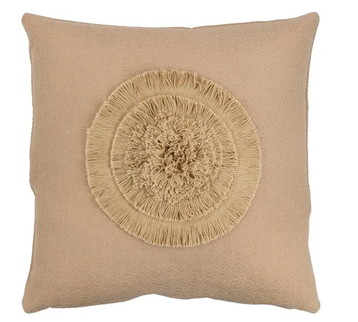 Béžový polštář s třásněmi Square Sun - 40*14*40cm J-Line by Jolipa