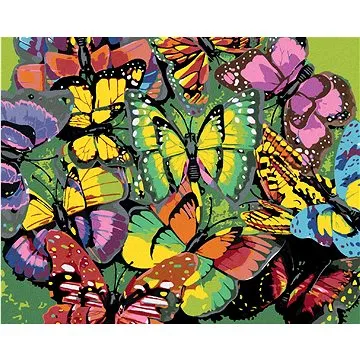 Zuty - Malování podle čísel - HEJNO BAREVNÝCH MOTÝLŮ, 80x100 cm, vypnuté plátno na rám (HRAmmb06791nad)