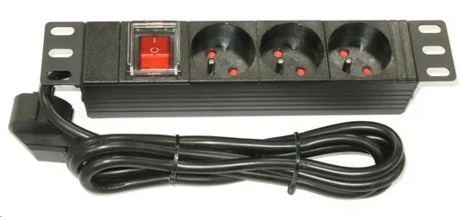 10" rozvodný panel XtendLan 3x230V, ČSN, vypínač, indikátor napětí, kabel 1, 8m, 1U