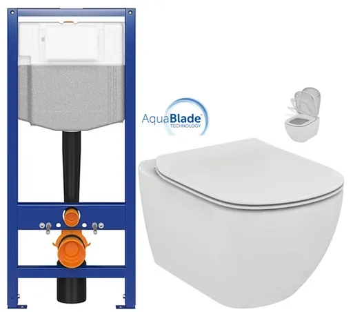 AKCE/SET CERSANIT předstěnový instalační systém bez tlačítka + WC Ideal Standard Tesi se sedátkem SoftClose, AquaBlade  K97-526 X TE1