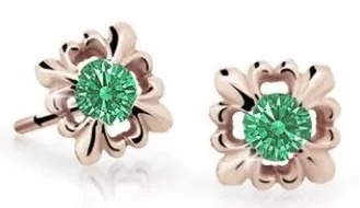 Cutie Jewellery Roztomilé dětské náušnice z růžového zlata C2212-30-X-4 zelená