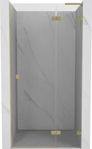 MEXEN/S Lunar L sprchové dveře křídlové pravé 90, transparent, zlatá kartáčovaná 834L-090-000-55-00-P