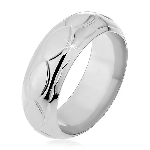 Stříbrná obroučka 925 - gravírované lístečky a očka - Velikost: 49