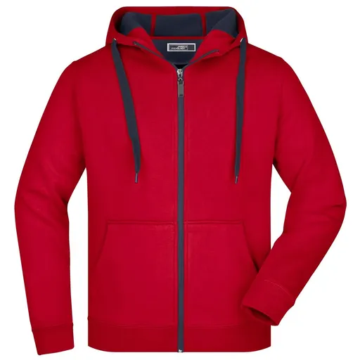 James & Nicholson (Daiber) Pánská dvoubarevná mikina JN355 - Červená / tmavě šedá | 3XL