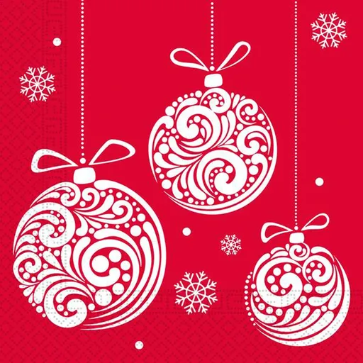 PROCOS Vánoční papírové ubrousky 33x33cm 3vrstvé vánoční koule 20ks