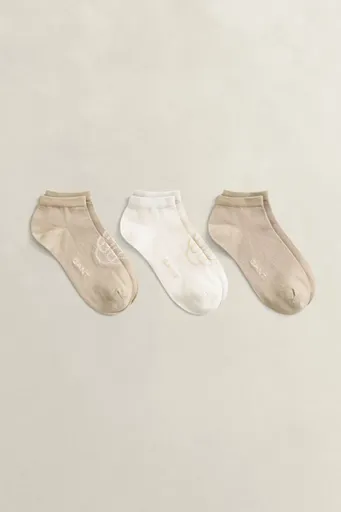 PONOŽKY GANT MONOGRAM ANKLE SOCKS 3-PACK OAT BEIGE