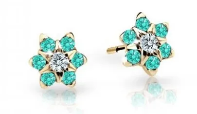 Cutie Jewellery Půvabné dětské náušnice ze žlutého zlata C2152-30-X-1 světle zelená