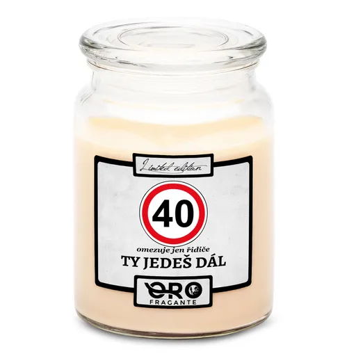 Svíčka Ty jedeš dál – výběr věku (věk: 40, Vůně svíčky: Vanilka)