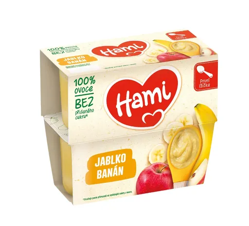 Hami 100% ovoce Jablko a banán 4m+ 4x100 g